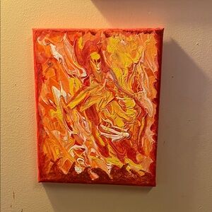 Fiery Abstract Canvas Art in Orange and Yellow